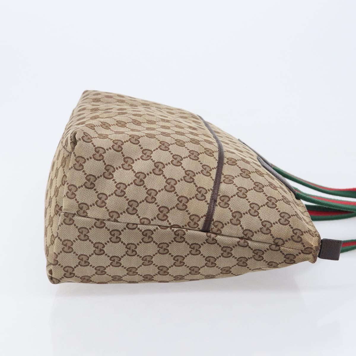 GUCCI GG Canvas Web Sherry Line Tote Bag Beige 155524 Auth ep16356A