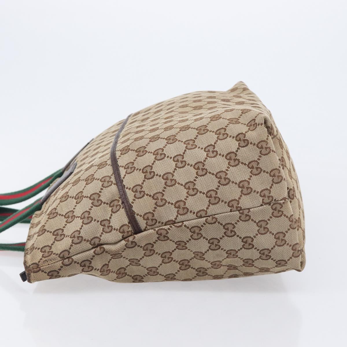 GUCCI GG Canvas Web Sherry Line Tote Bag Beige 155524 Auth ep16356A