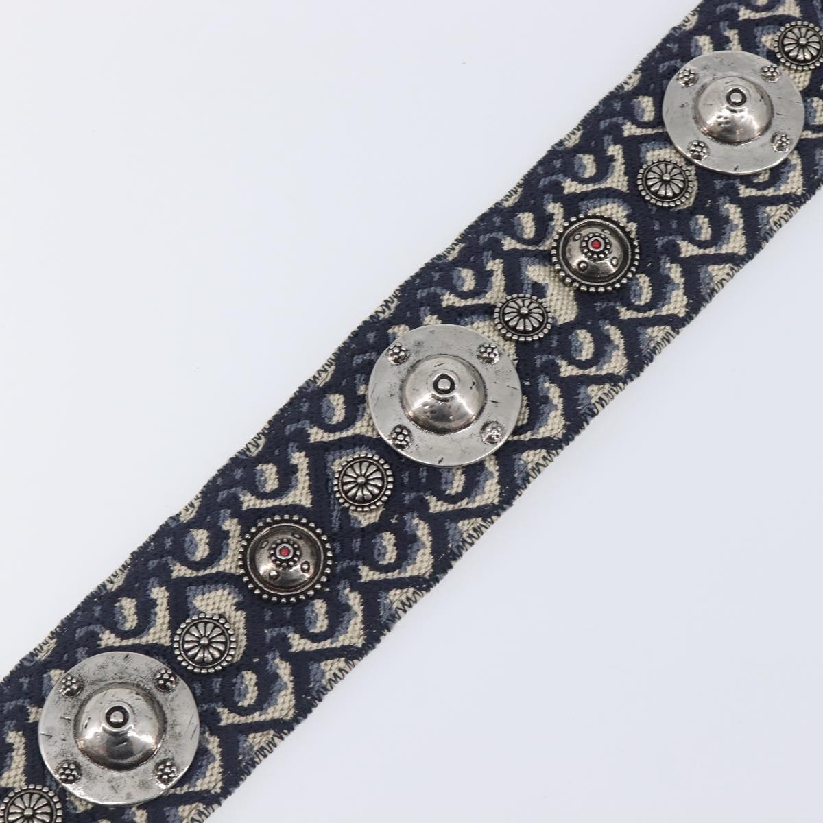 Christian Dior Trotter Canvas Shoulder Strap 37"" Navy Gold Silver Auth ep16365