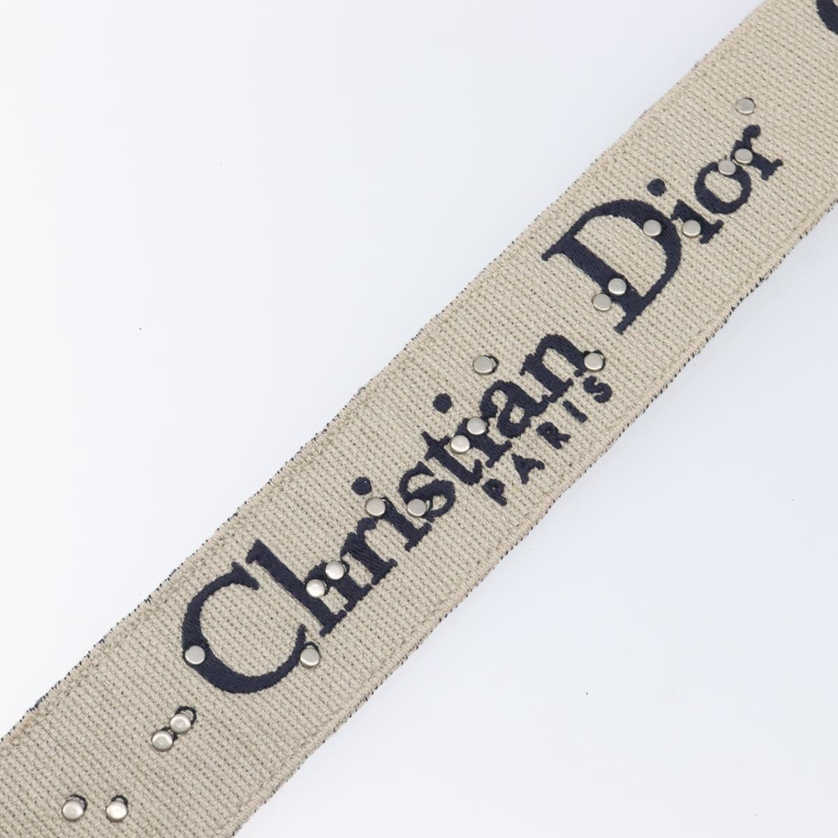 Christian Dior Trotter Canvas Shoulder Strap 37"" Navy Gold Silver Auth ep16365