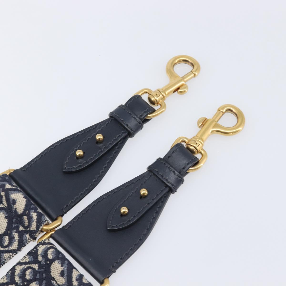 Christian Dior Trotter Canvas Shoulder Strap 37"" Navy Gold Silver Auth ep16365