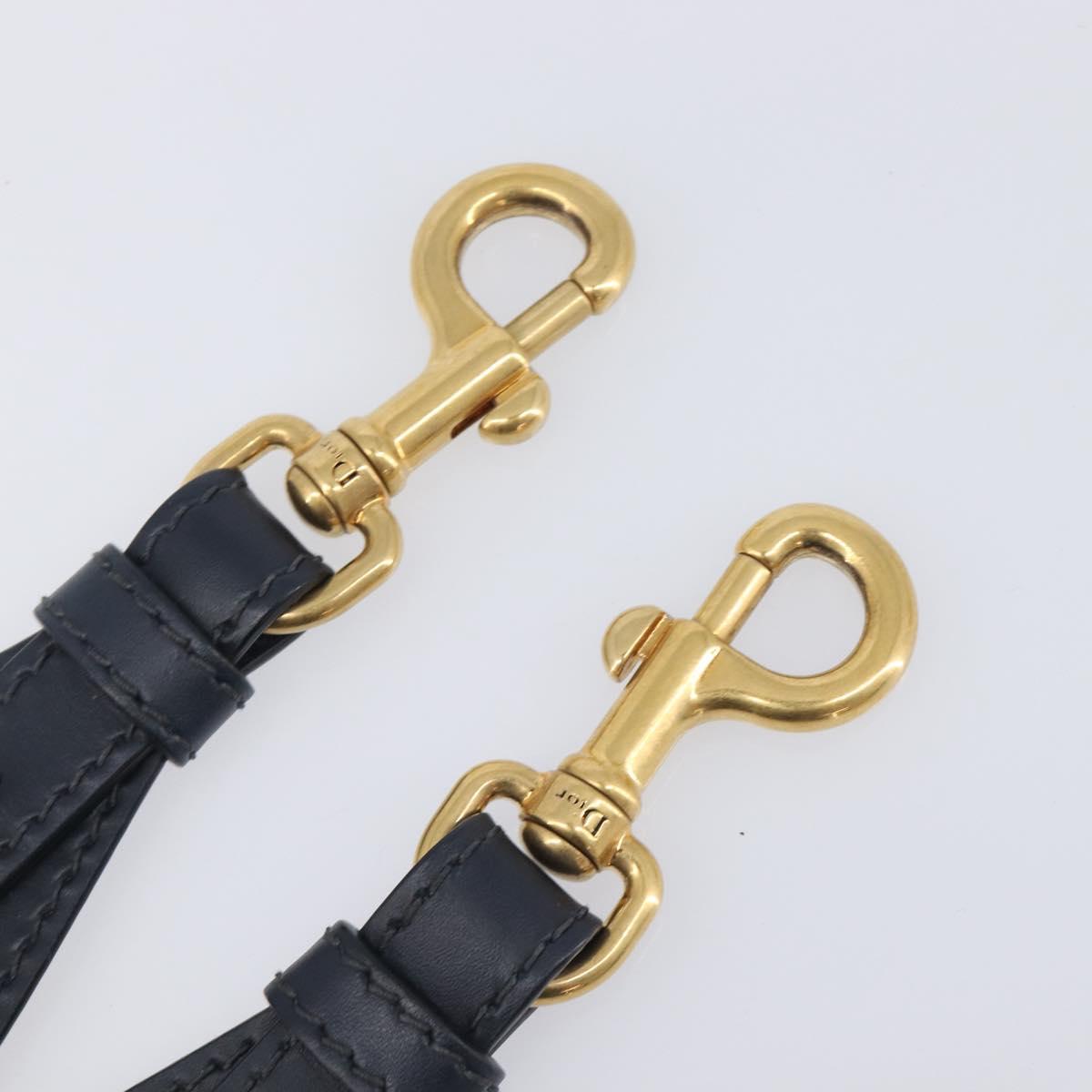 Christian Dior Trotter Canvas Shoulder Strap 37"" Navy Gold Silver Auth ep16365