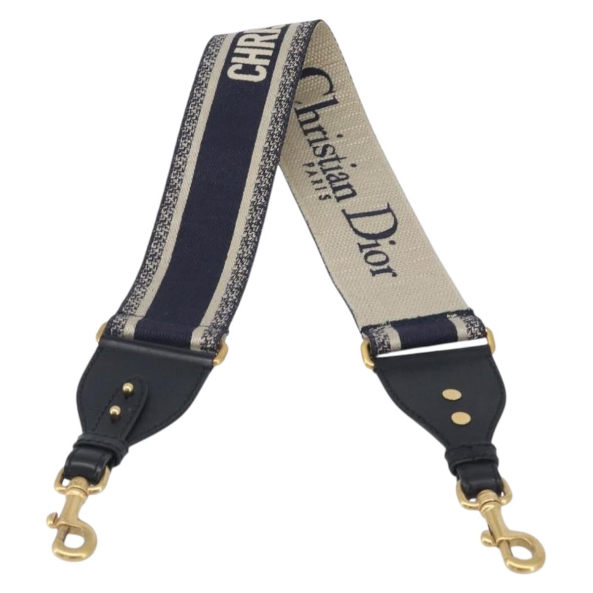Christian Dior Trotter Canvas Shoulder Strap 36.6"" Navy Gold Auth ep16366