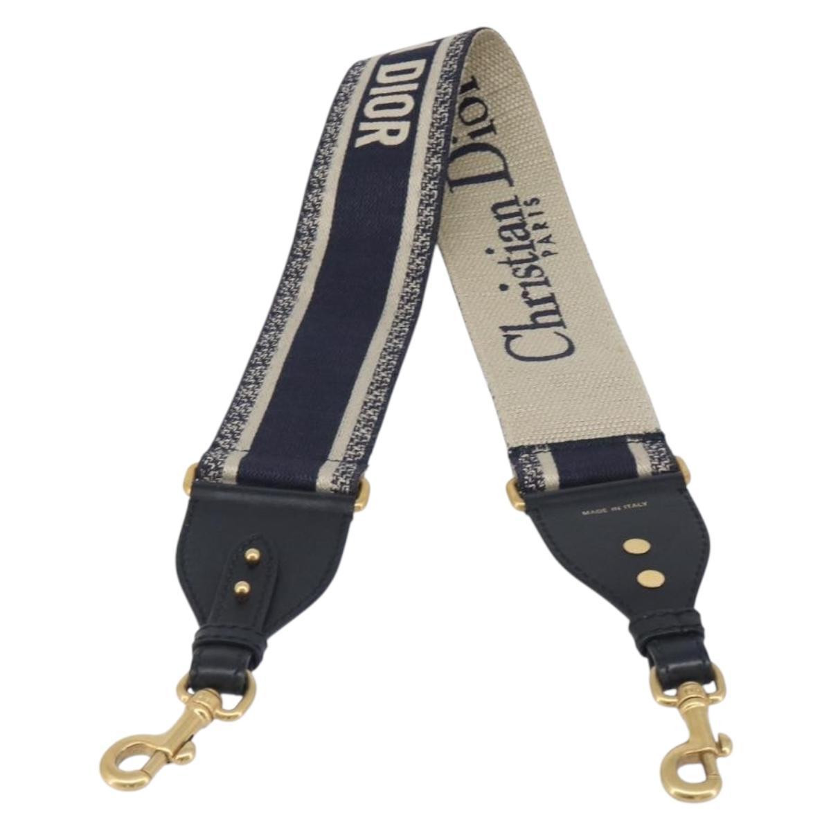 Christian Dior Trotter Canvas Shoulder Strap 36.6"" Navy Gold Auth ep16366