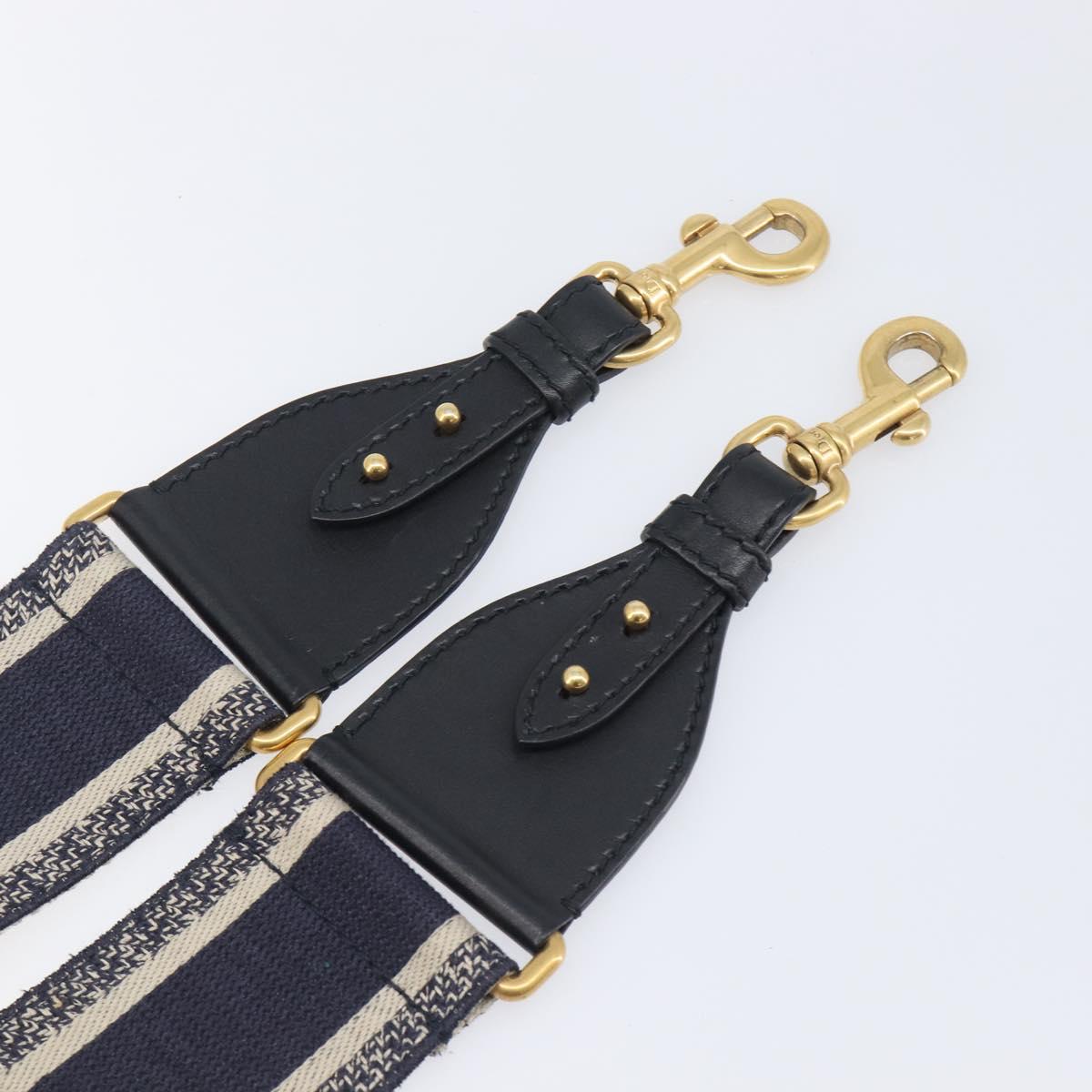 Christian Dior Trotter Canvas Shoulder Strap 36.6"" Navy Gold Auth ep16366