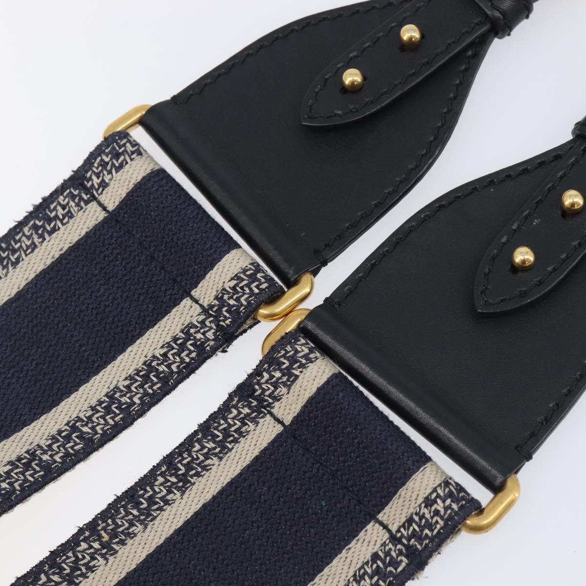Christian Dior Trotter Canvas Shoulder Strap 36.6"" Navy Gold Auth ep16366