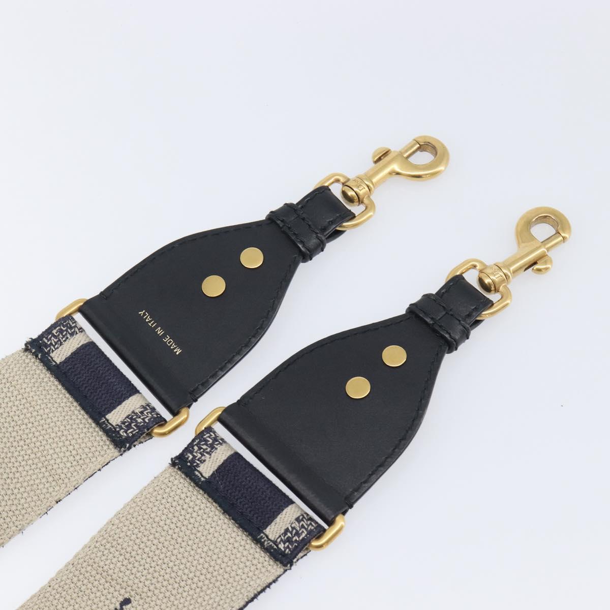 Christian Dior Trotter Canvas Shoulder Strap 36.6"" Navy Gold Auth ep16366