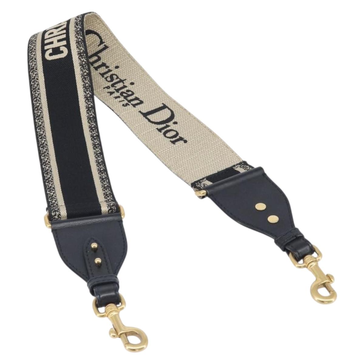 Christian Dior Trotter Canvas Shoulder Strap 36.6"" Navy Gold Auth ep16367
