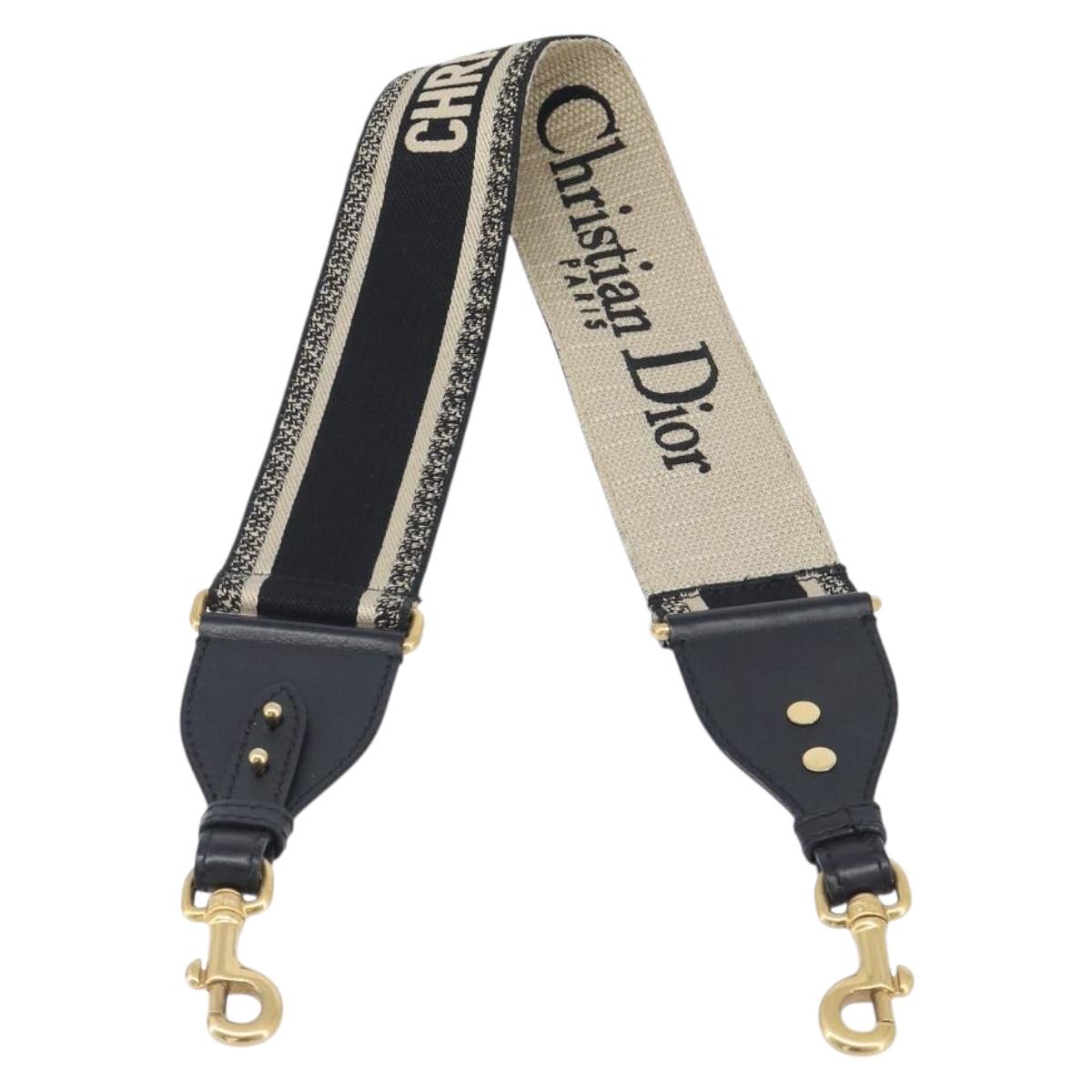 Christian Dior Trotter Canvas Shoulder Strap 36.6"" Navy Gold Auth ep16367