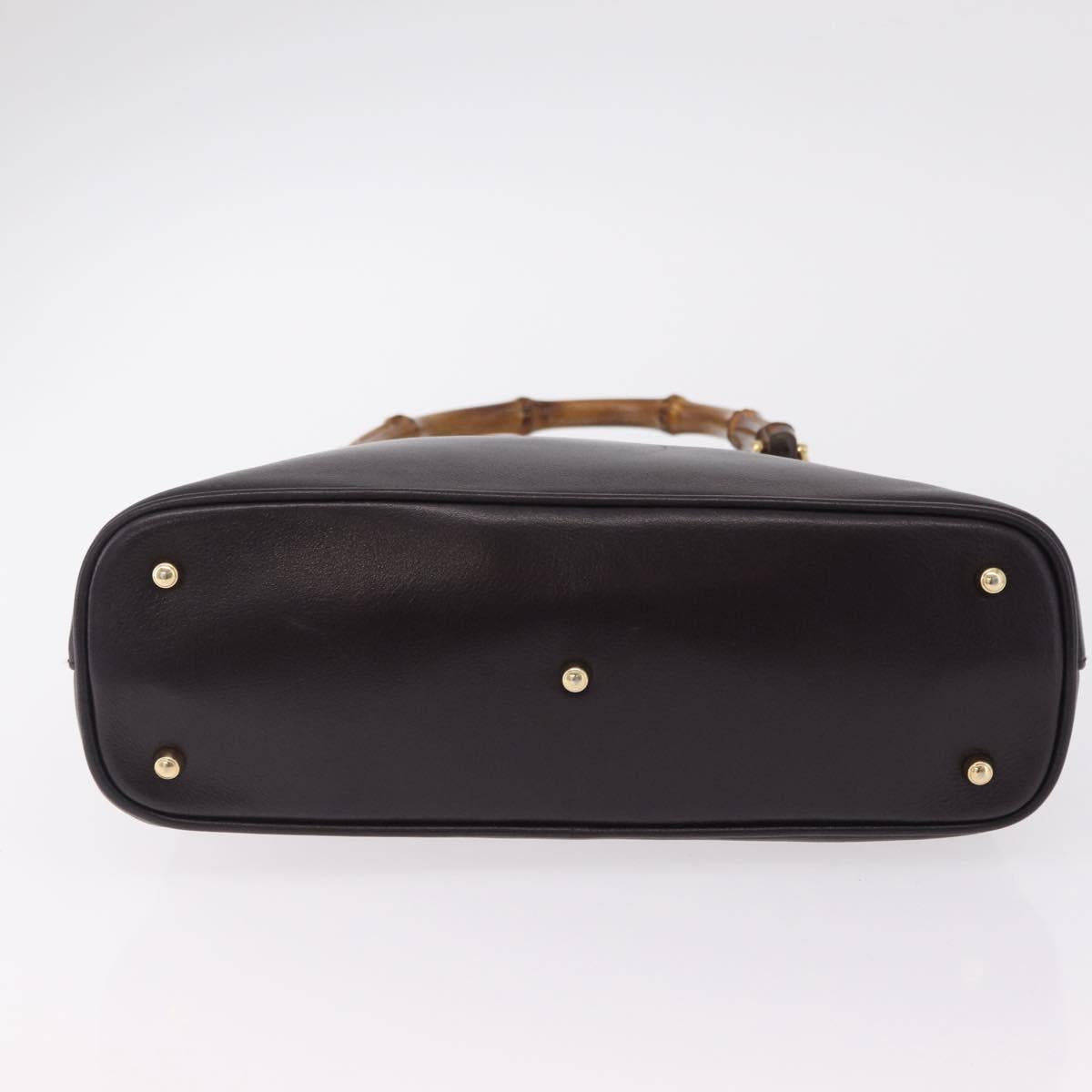 GUCCI Bamboo Hand Bag Leather Purple Gold 000 1186 Auth ep16375