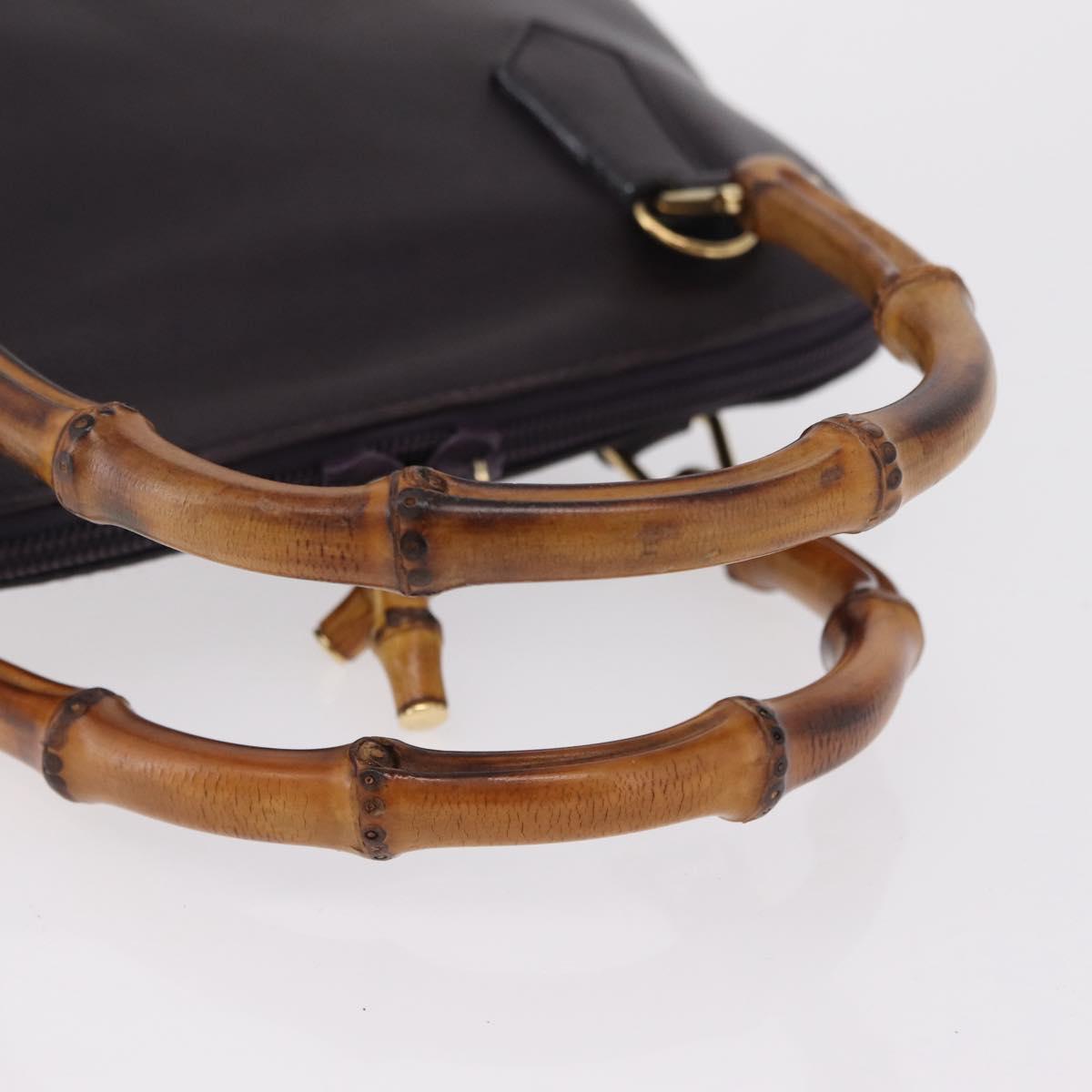GUCCI Bamboo Hand Bag Leather Purple Gold 000 1186 Auth ep16375