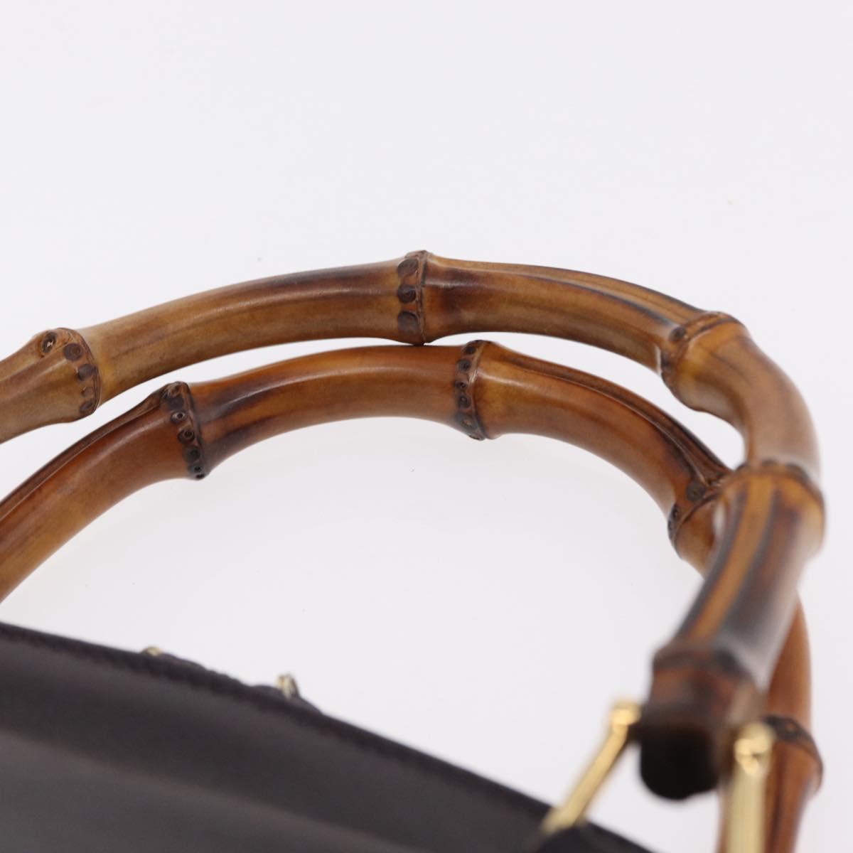 GUCCI Bamboo Hand Bag Leather Purple Gold 000 1186 Auth ep16375