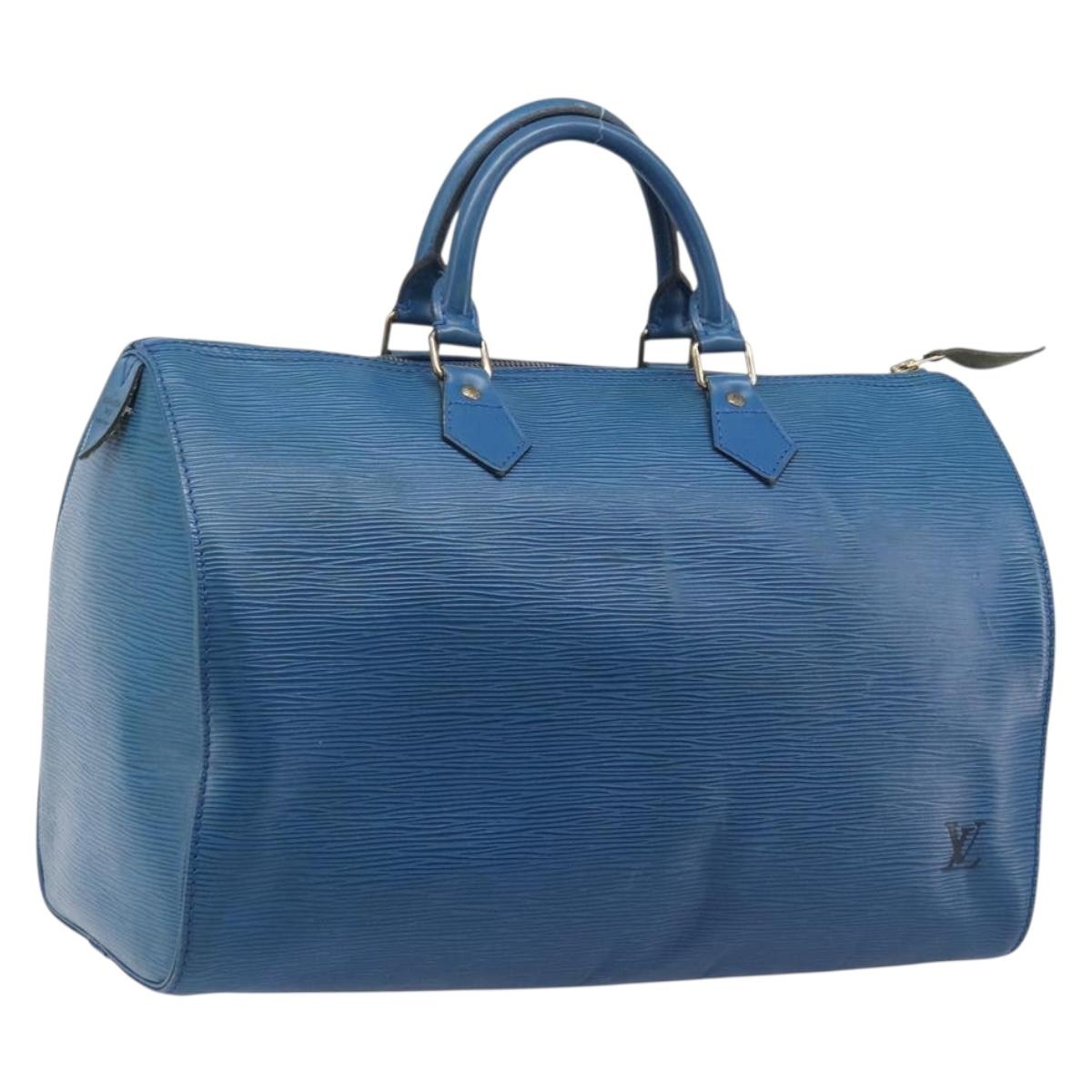 LOUIS VUITTON Epi Speedy 35 Hand Bag Toledo Blue M42995 LV Auth ep16379A