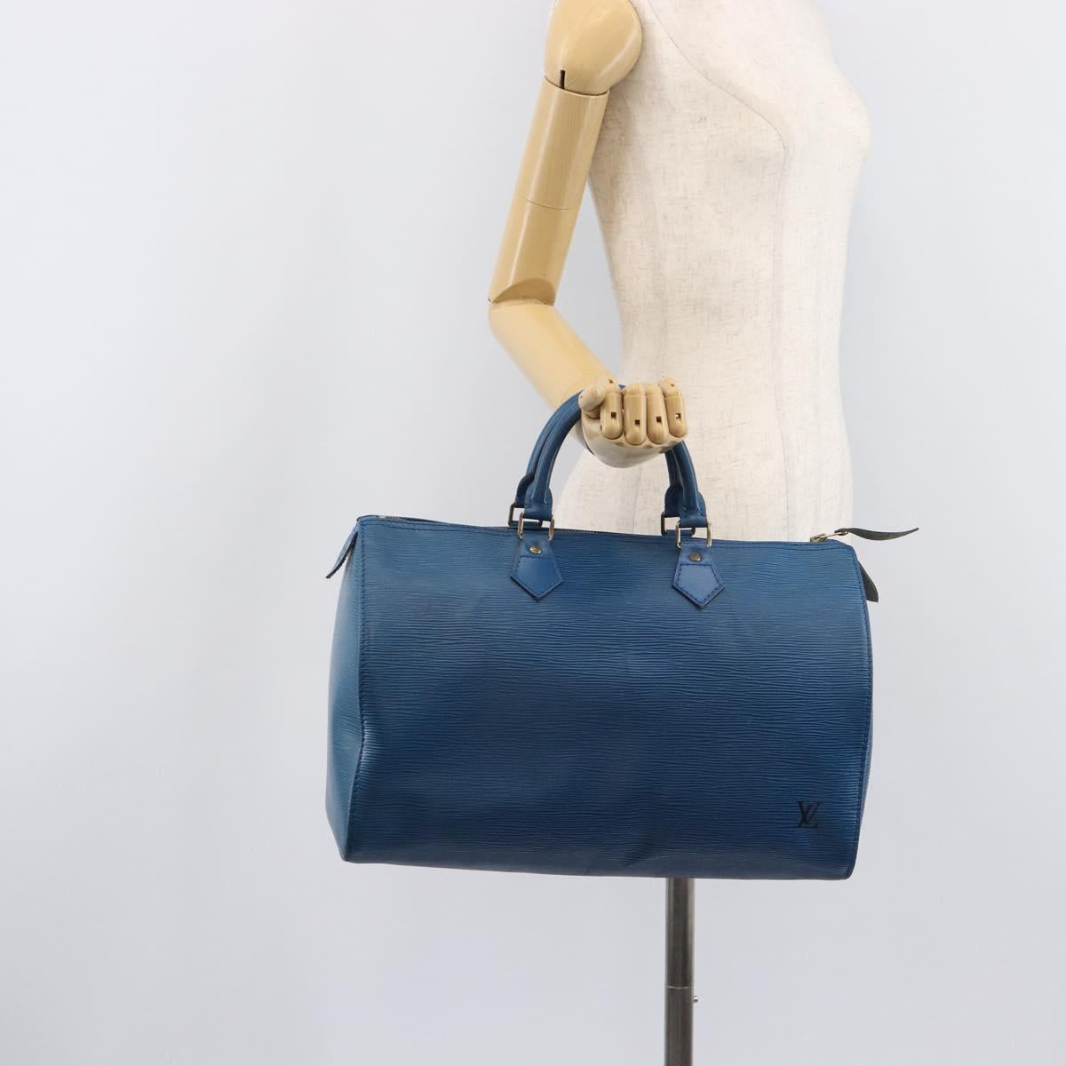 LOUIS VUITTON Epi Speedy 35 Hand Bag Toledo Blue M42995 LV Auth ep16379A