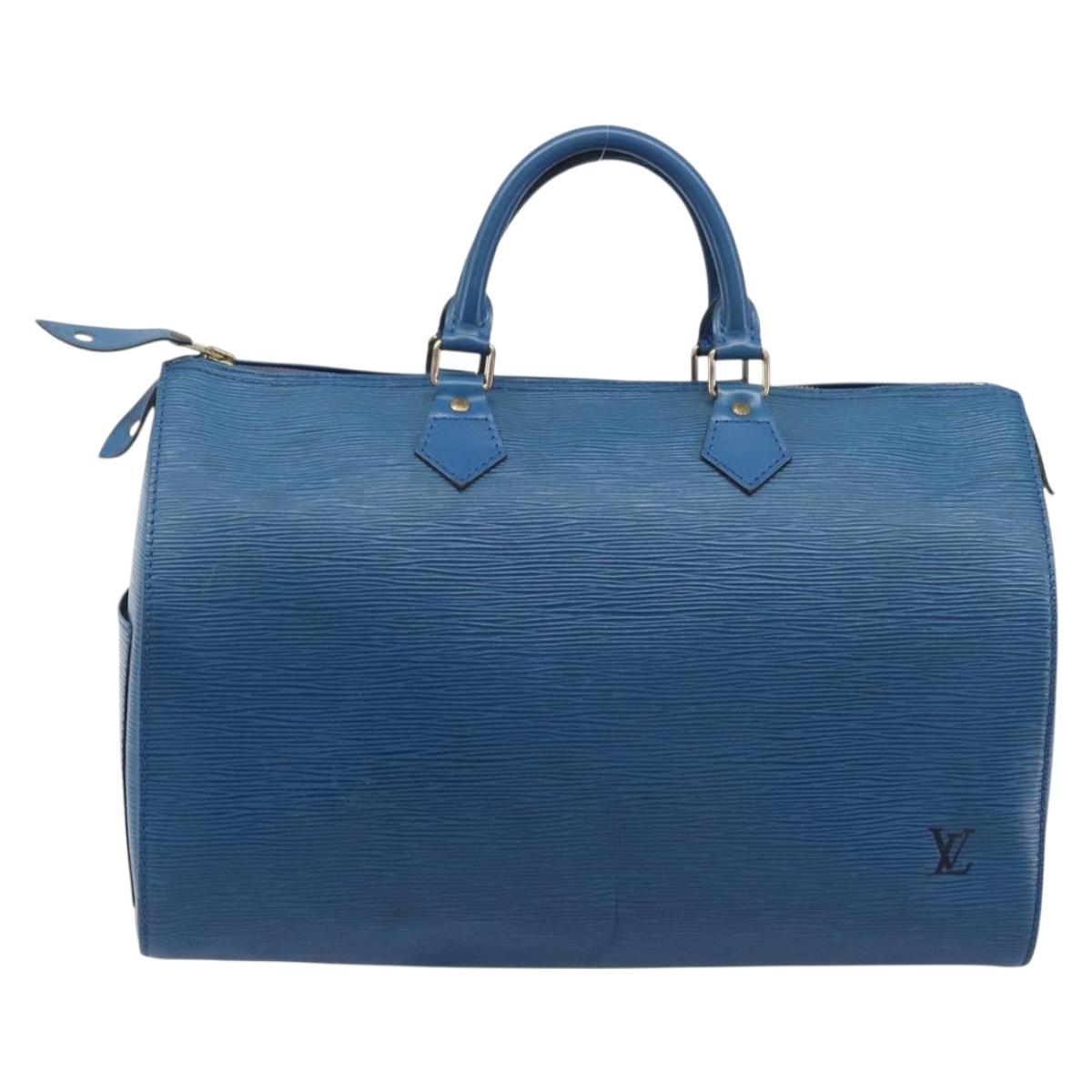 LOUIS VUITTON Epi Speedy 35 Hand Bag Toledo Blue M42995 LV Auth ep16379A