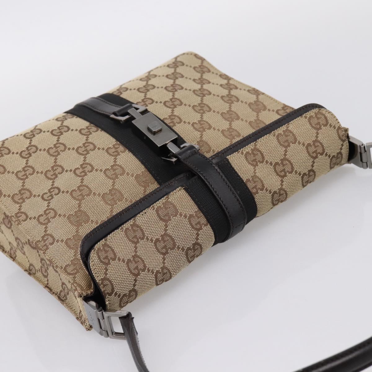 GUCCI GG Canvas Jackie Shoulder Bag Beige Silver 001 3734 Auth ep16380V