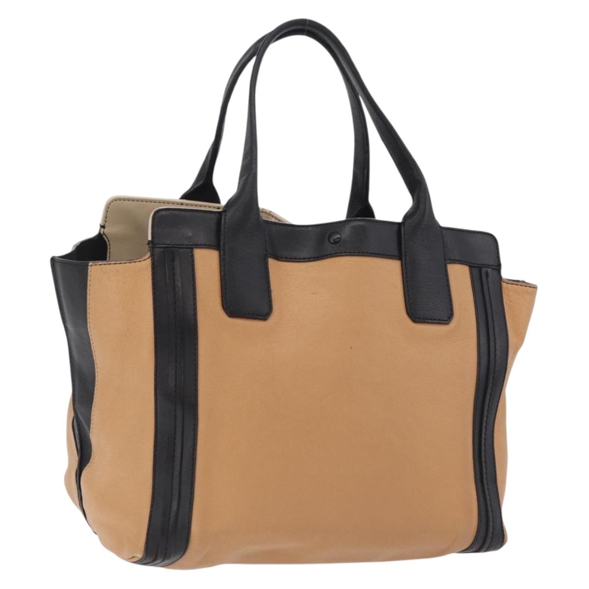 Chloe Alison Tote Bag Leather Beige Gold Auth ep16382