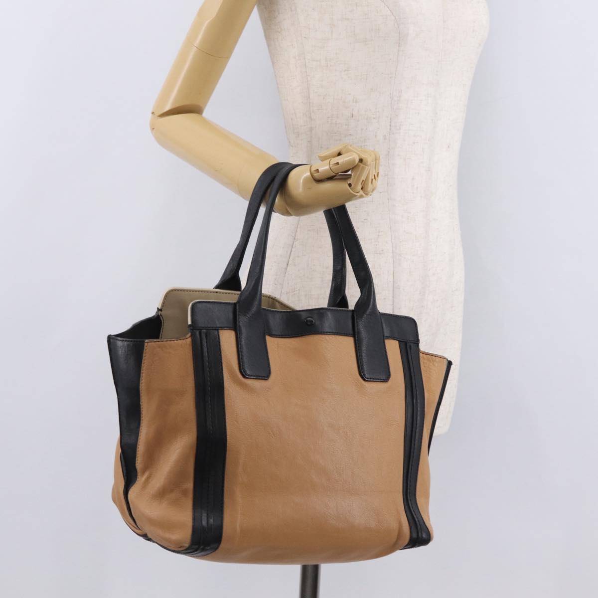 Chloe Alison Tote Bag Leather Beige Gold Auth ep16382