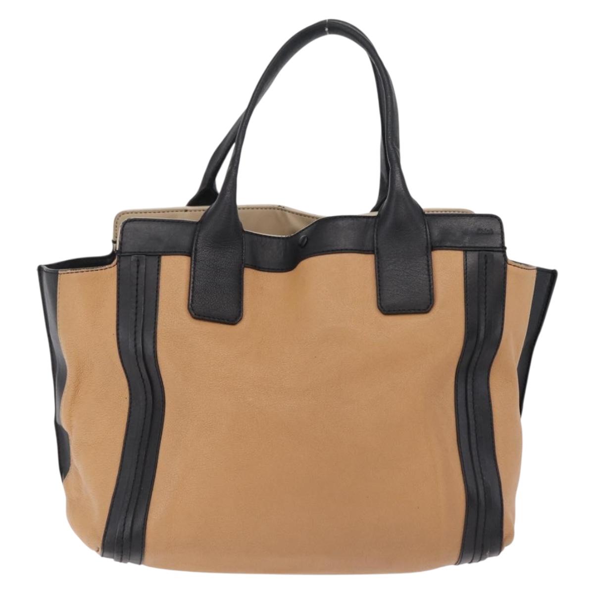 Chloe Alison Tote Bag Leather Beige Gold Auth ep16382