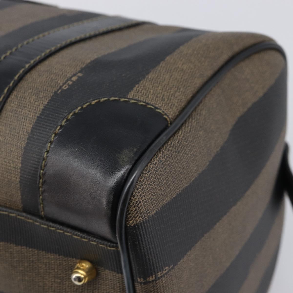 FENDI Pecan Canvas Hand Bag PVC Black Brown Auth ep16390
