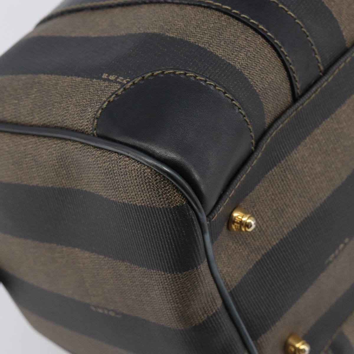 FENDI Pecan Canvas Hand Bag PVC Black Brown Auth ep16390