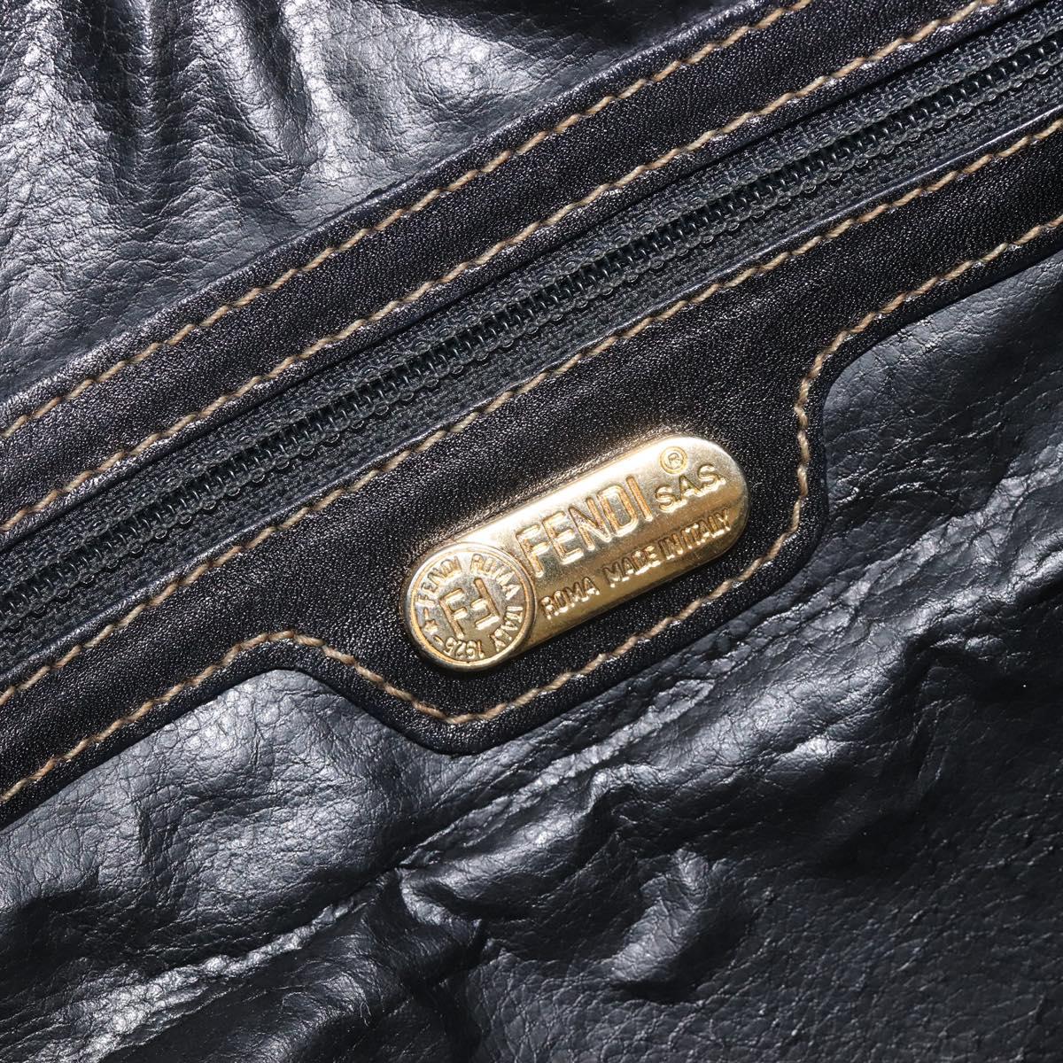 FENDI Pecan Canvas Hand Bag PVC Black Brown Auth ep16390