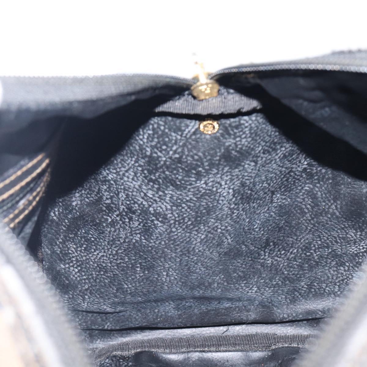 FENDI Pecan Canvas Hand Bag PVC Black Brown Auth ep16390