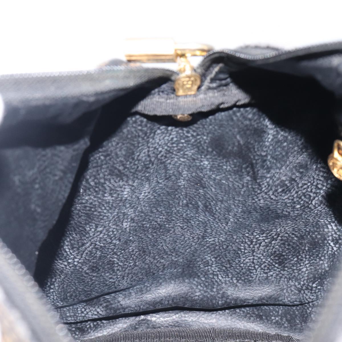 FENDI Pecan Canvas Hand Bag PVC Black Brown Auth ep16390