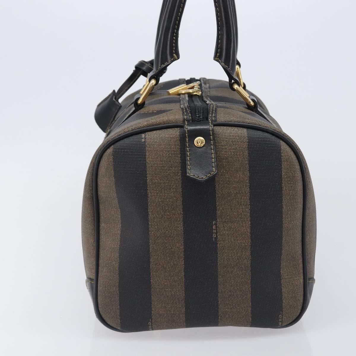 FENDI Pecan Canvas Hand Bag PVC Black Brown Auth ep16390