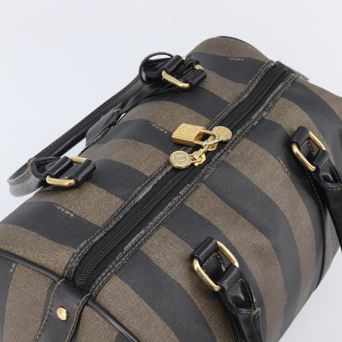FENDI Pecan Canvas Hand Bag PVC Black Brown Auth ep16390