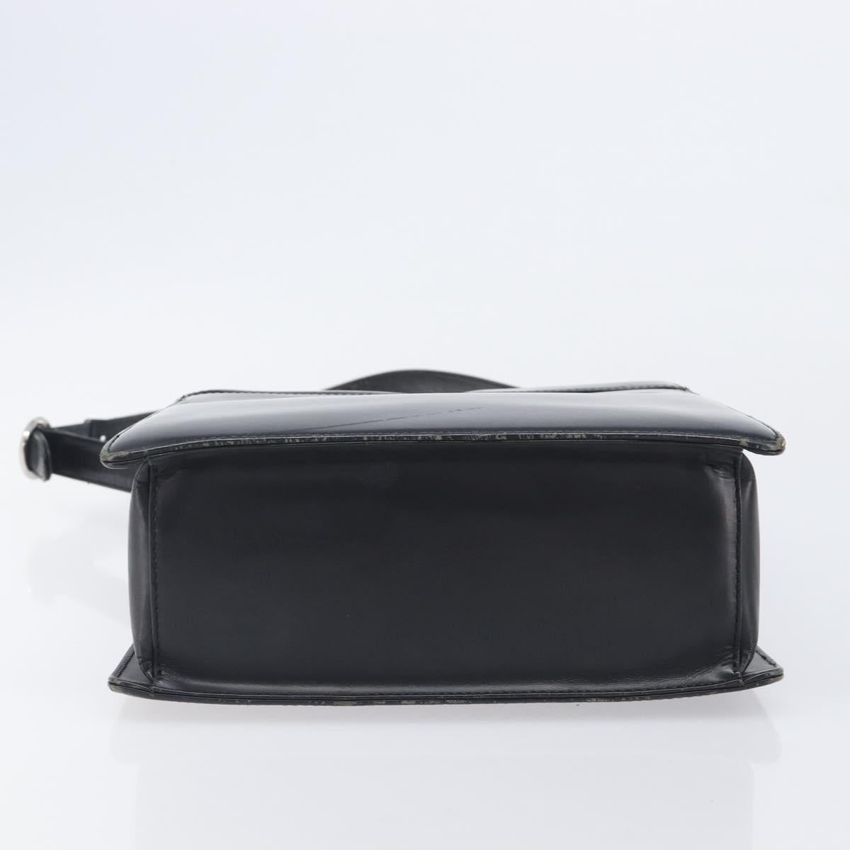BURBERRY Hand Bag Leather Black Silver Auth ep16391