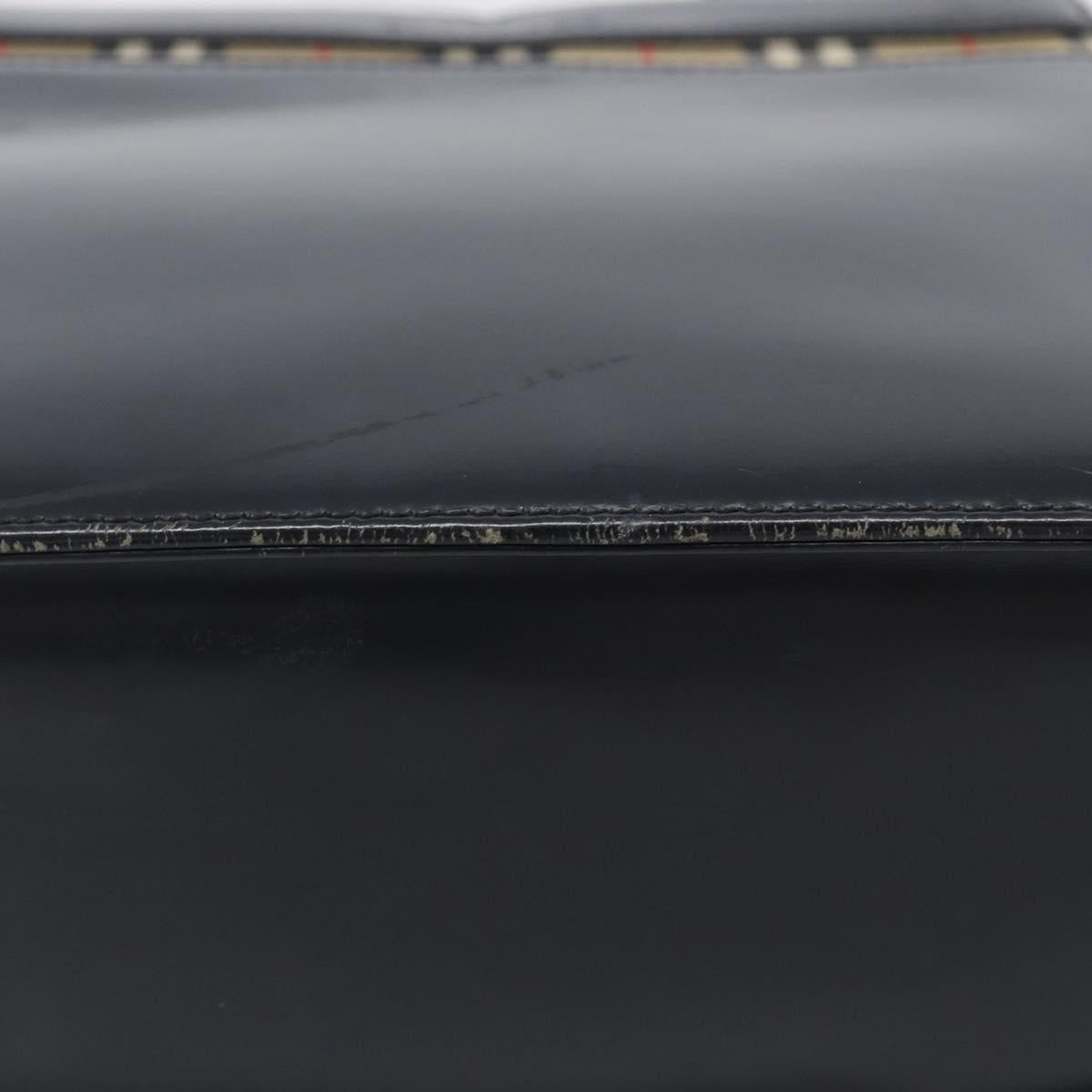 BURBERRY Hand Bag Leather Black Silver Auth ep16391