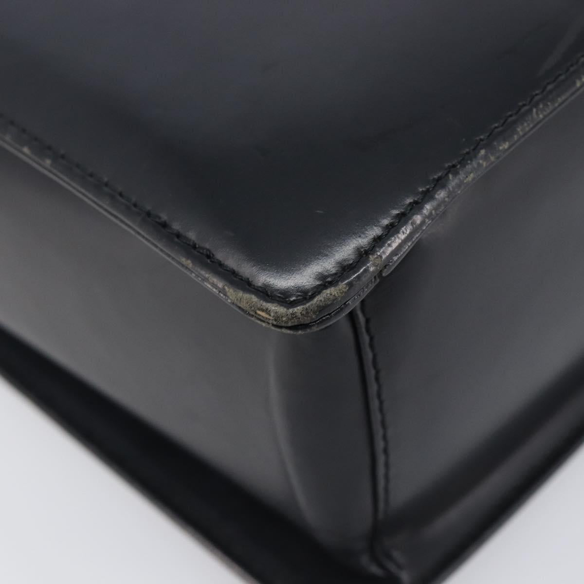 BURBERRY Hand Bag Leather Black Silver Auth ep16391