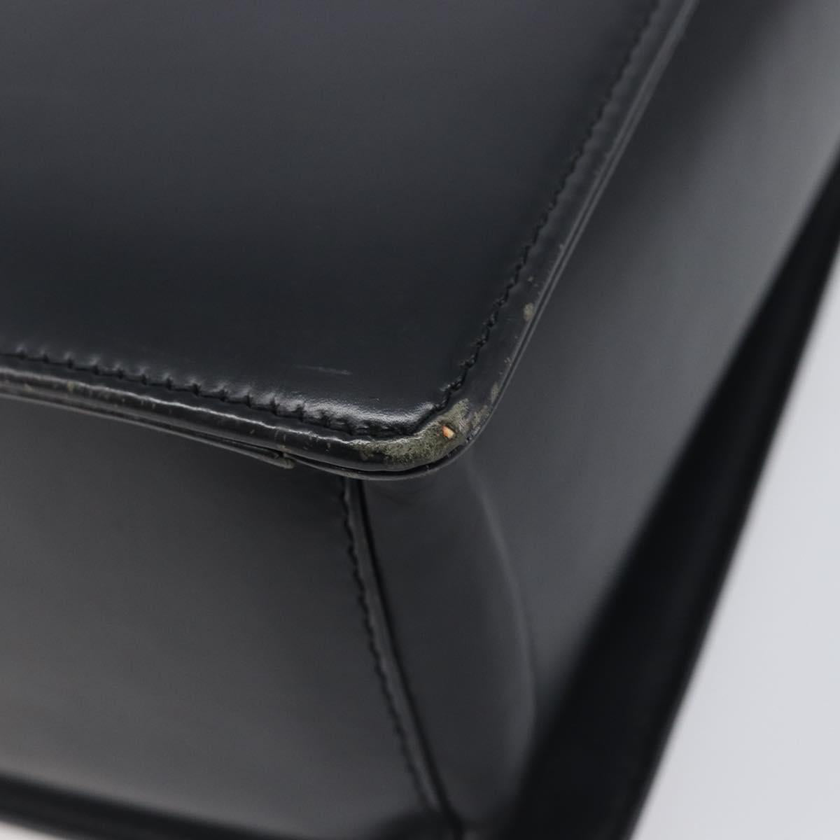 BURBERRY Hand Bag Leather Black Silver Auth ep16391