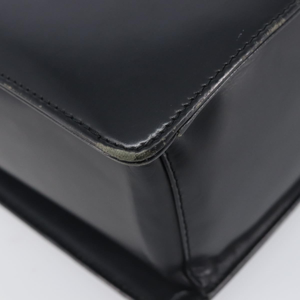 BURBERRY Hand Bag Leather Black Silver Auth ep16391