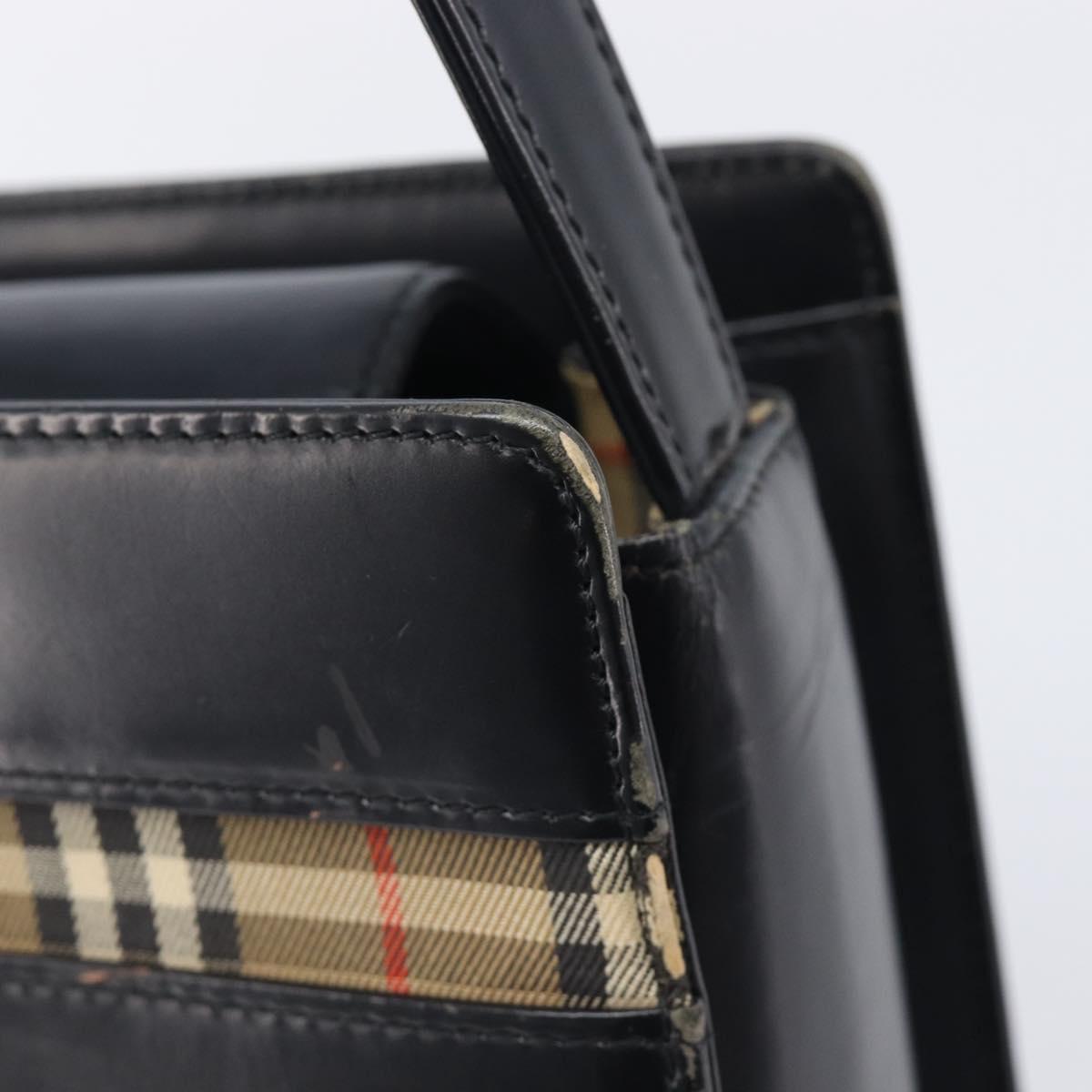 BURBERRY Hand Bag Leather Black Silver Auth ep16391