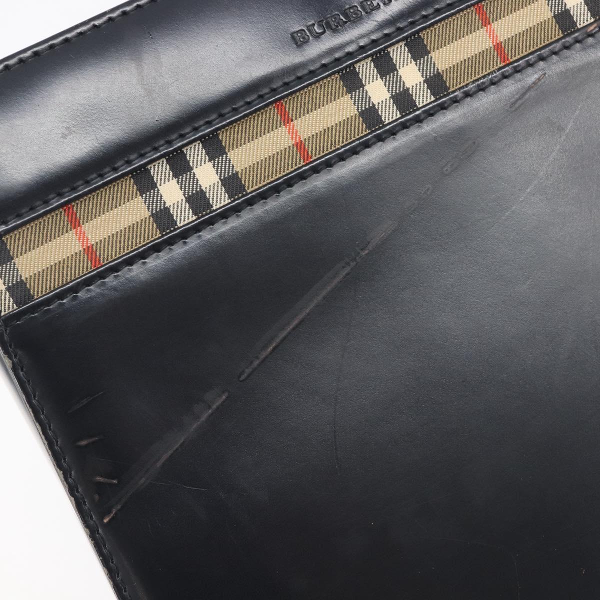 BURBERRY Hand Bag Leather Black Silver Auth ep16391