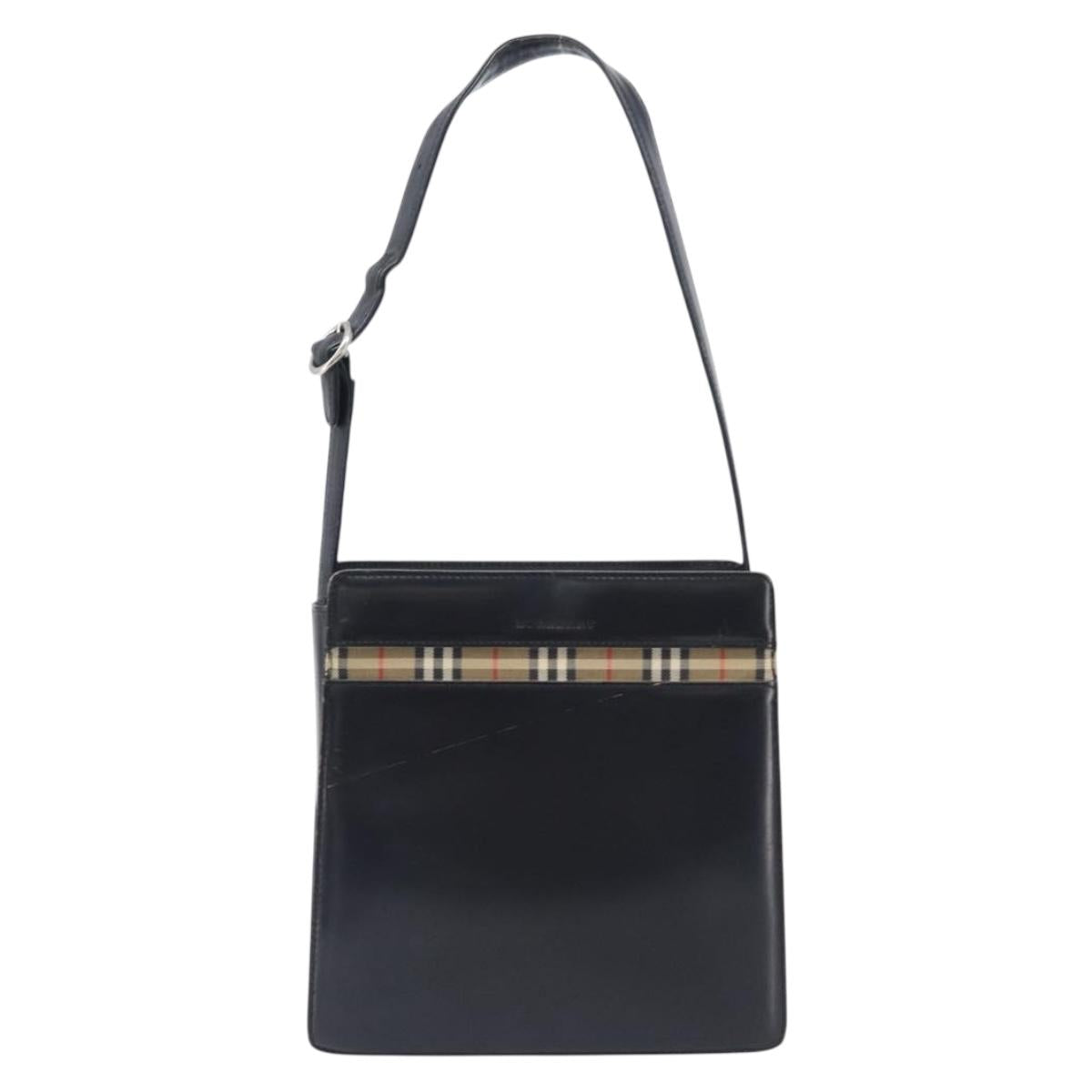 BURBERRY Hand Bag Leather Black Silver Auth ep16391