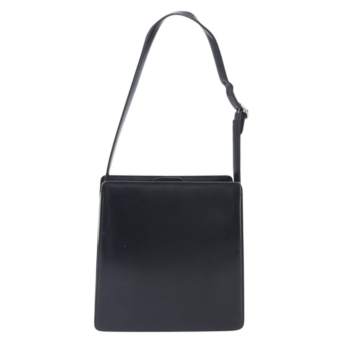 BURBERRY Hand Bag Leather Black Silver Auth ep16391