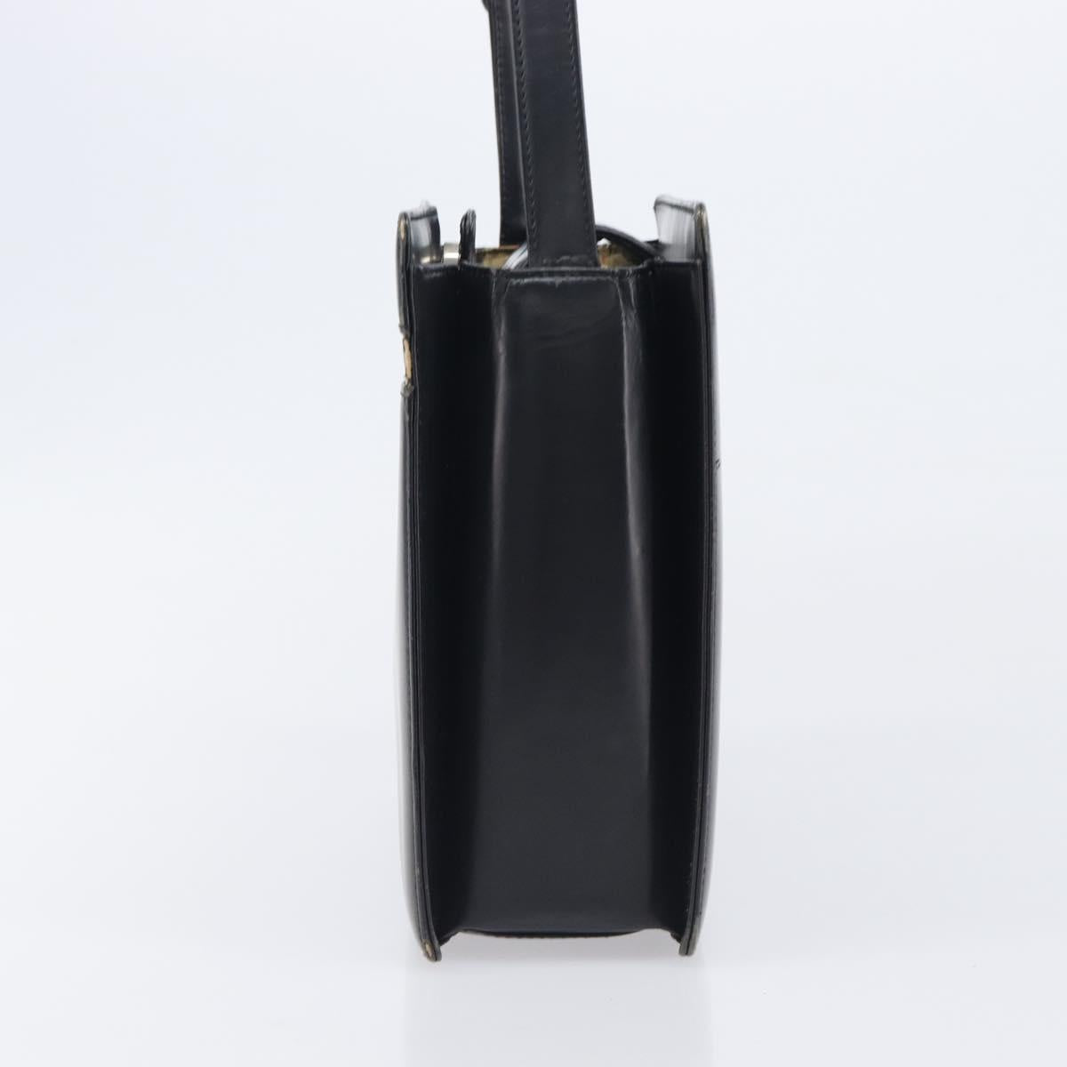 BURBERRY Hand Bag Leather Black Silver Auth ep16391