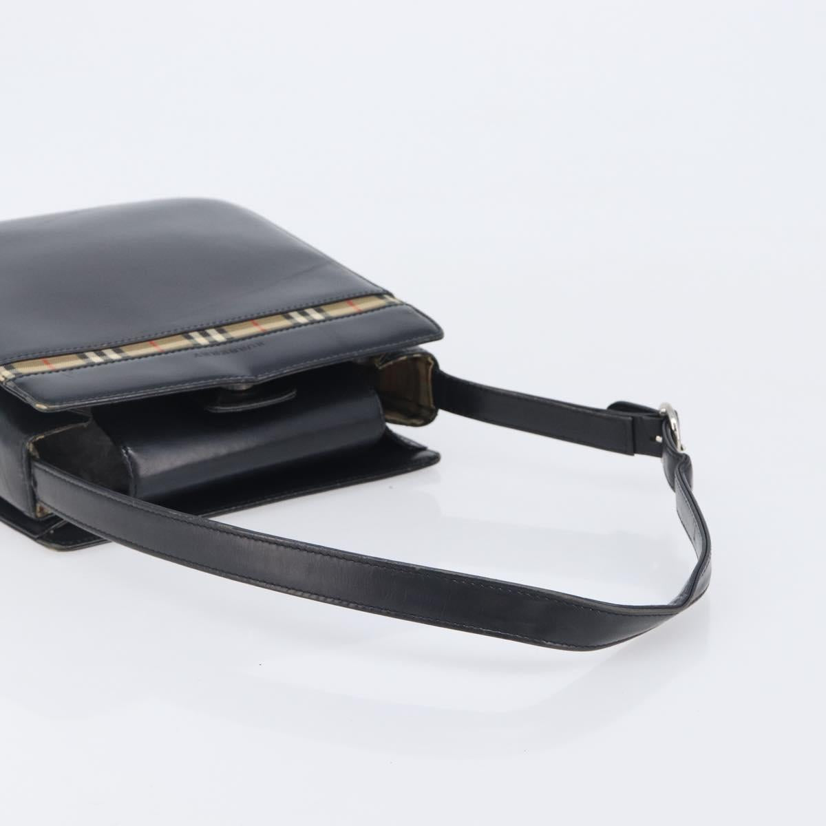 BURBERRY Hand Bag Leather Black Silver Auth ep16391