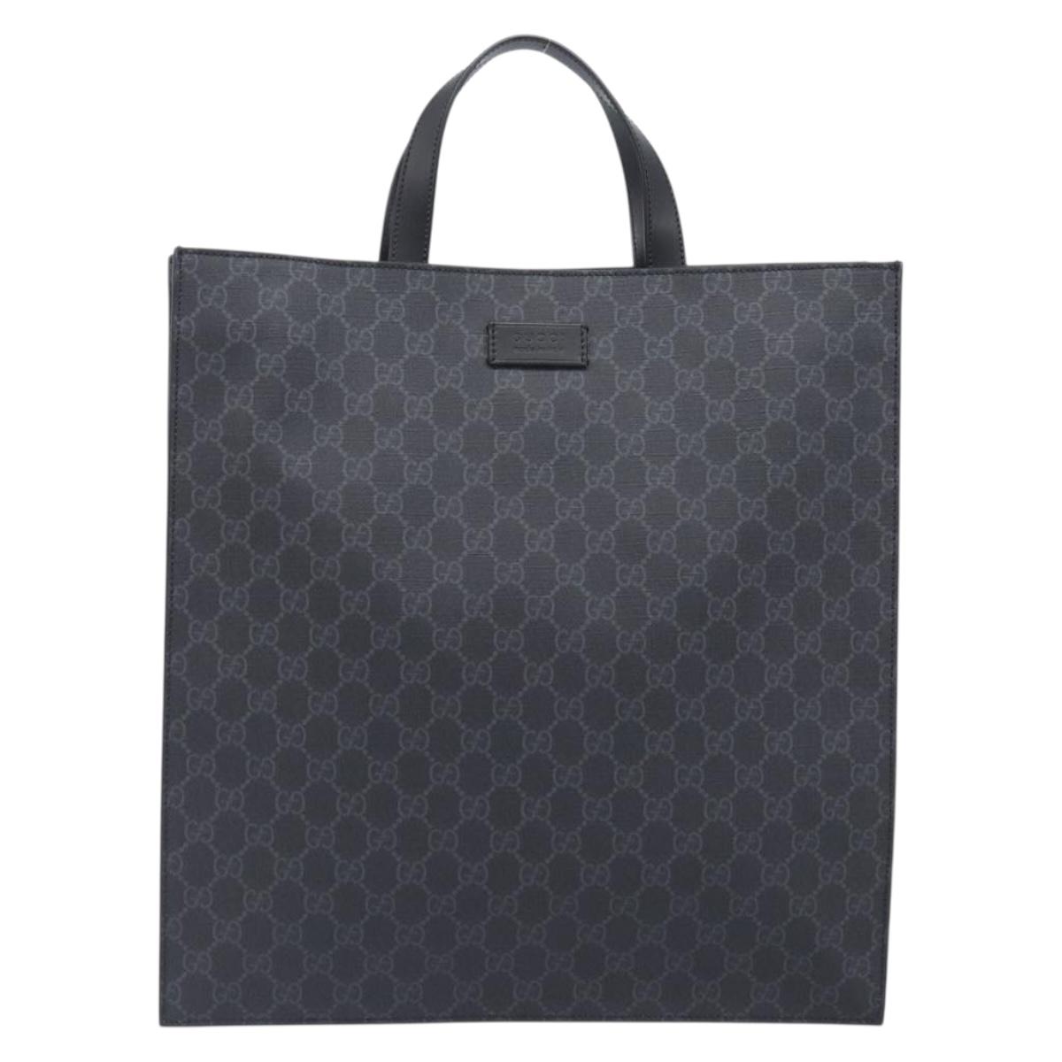 GUCCI GG Supreme Tote Bag PVC Black Silver 495559 Auth ep16393V
