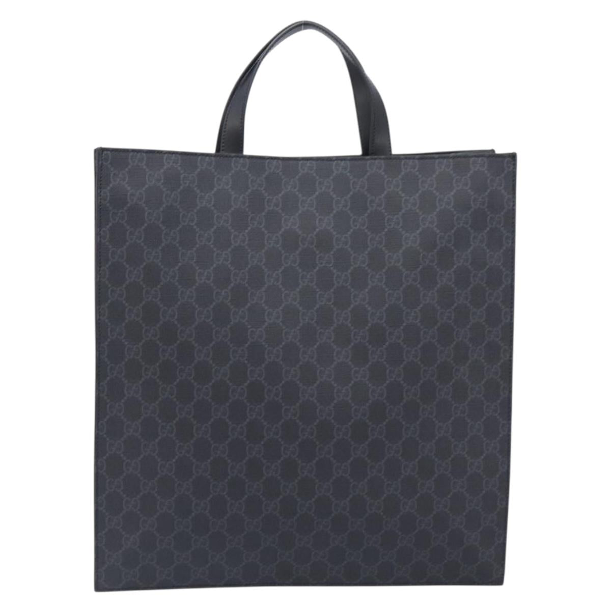 GUCCI GG Supreme Tote Bag PVC Black Silver 495559 Auth ep16393V