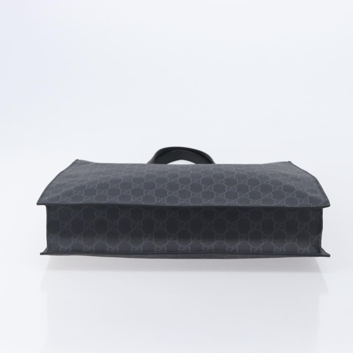 GUCCI GG Supreme Tote Bag PVC Black Silver 495559 Auth ep16393V
