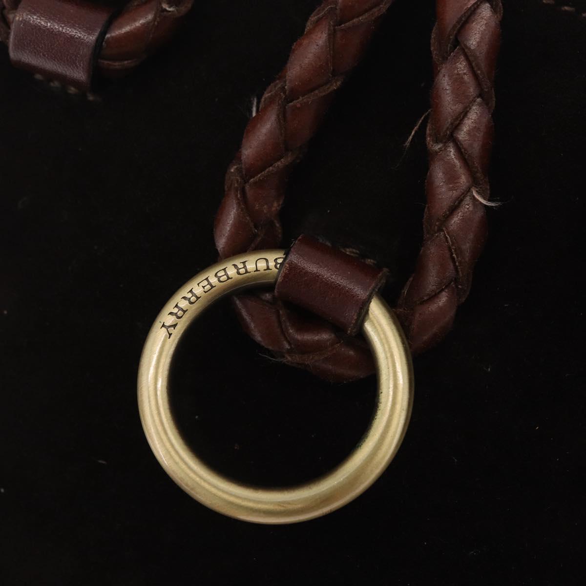 BURBERRY Hand Bag Suede Dark Brown Gold Auth ep16404