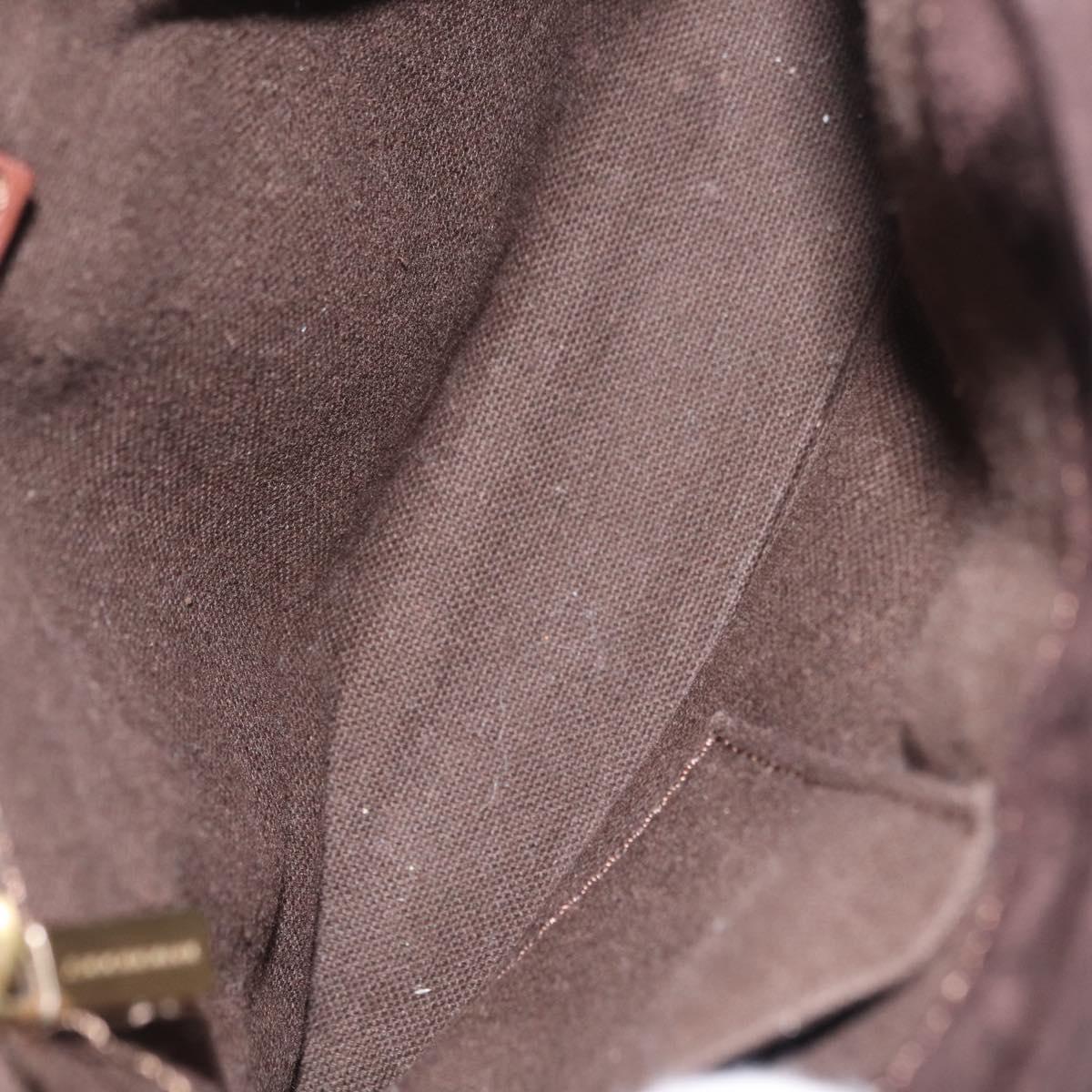 BURBERRY Hand Bag Suede Dark Brown Gold Auth ep16404