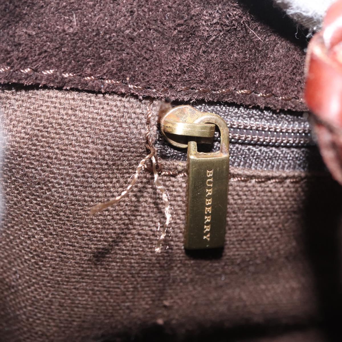 BURBERRY Hand Bag Suede Dark Brown Gold Auth ep16404