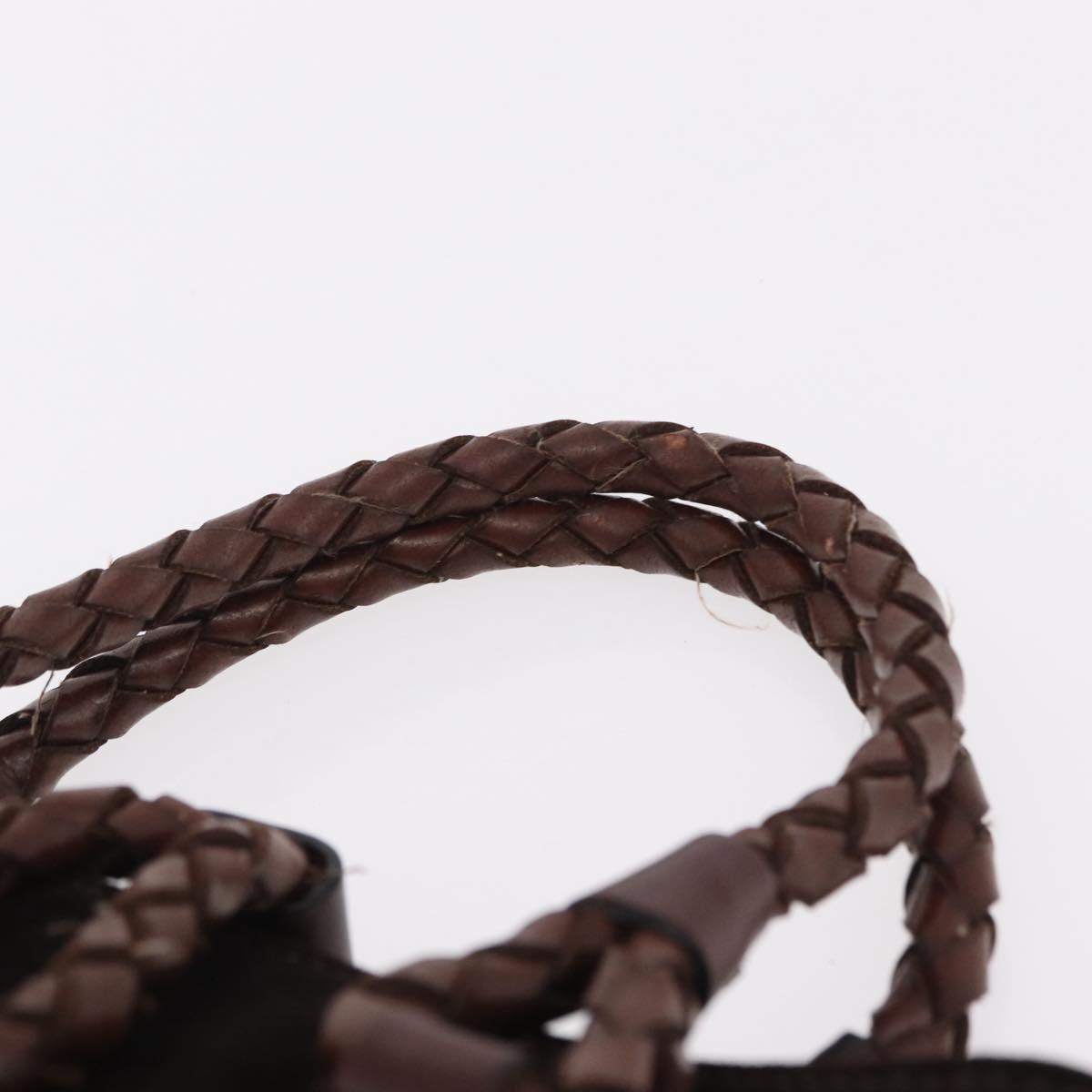 BURBERRY Hand Bag Suede Dark Brown Gold Auth ep16404