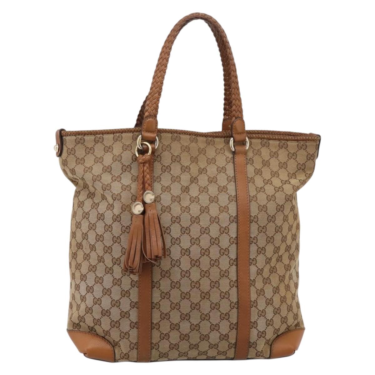 GUCCI GG Canvas Tote Bag Beige Gold 257031 Auth ep16406