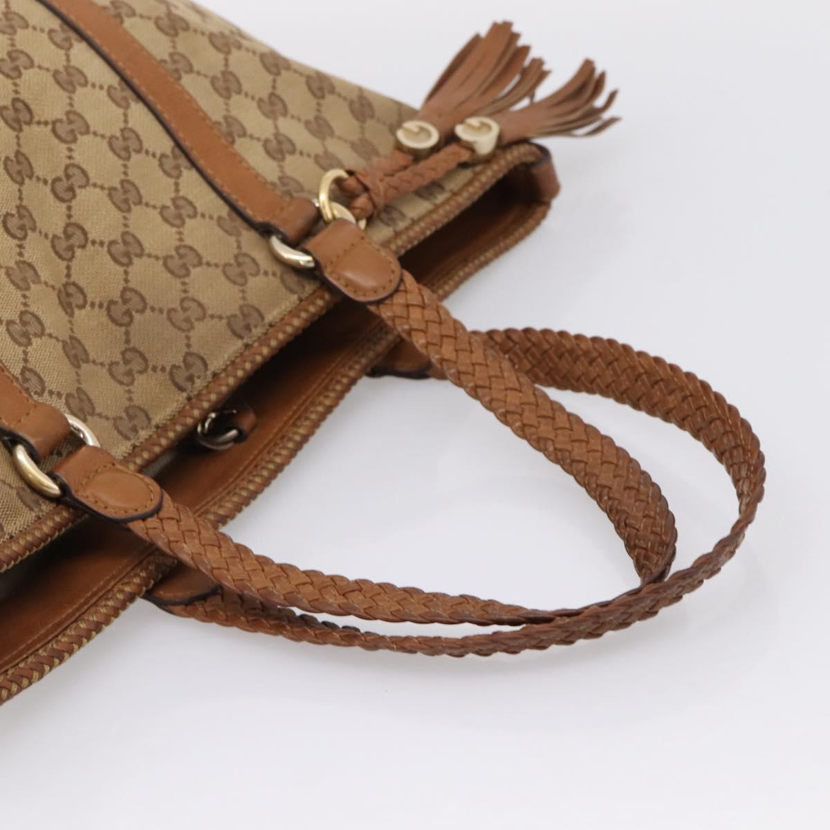 GUCCI GG Canvas Tote Bag Beige Gold 257031 Auth ep16406